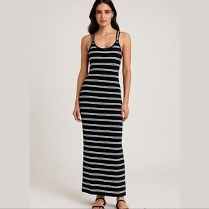 Laila Rowe Striped Black and White Sleeveless Maxi Dress Size Small